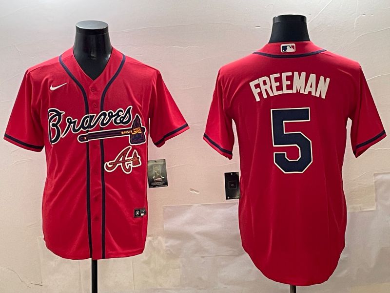 Men Atlanta Braves #5 Freeman Red Game 2025 Nike MLB Jersey style 5